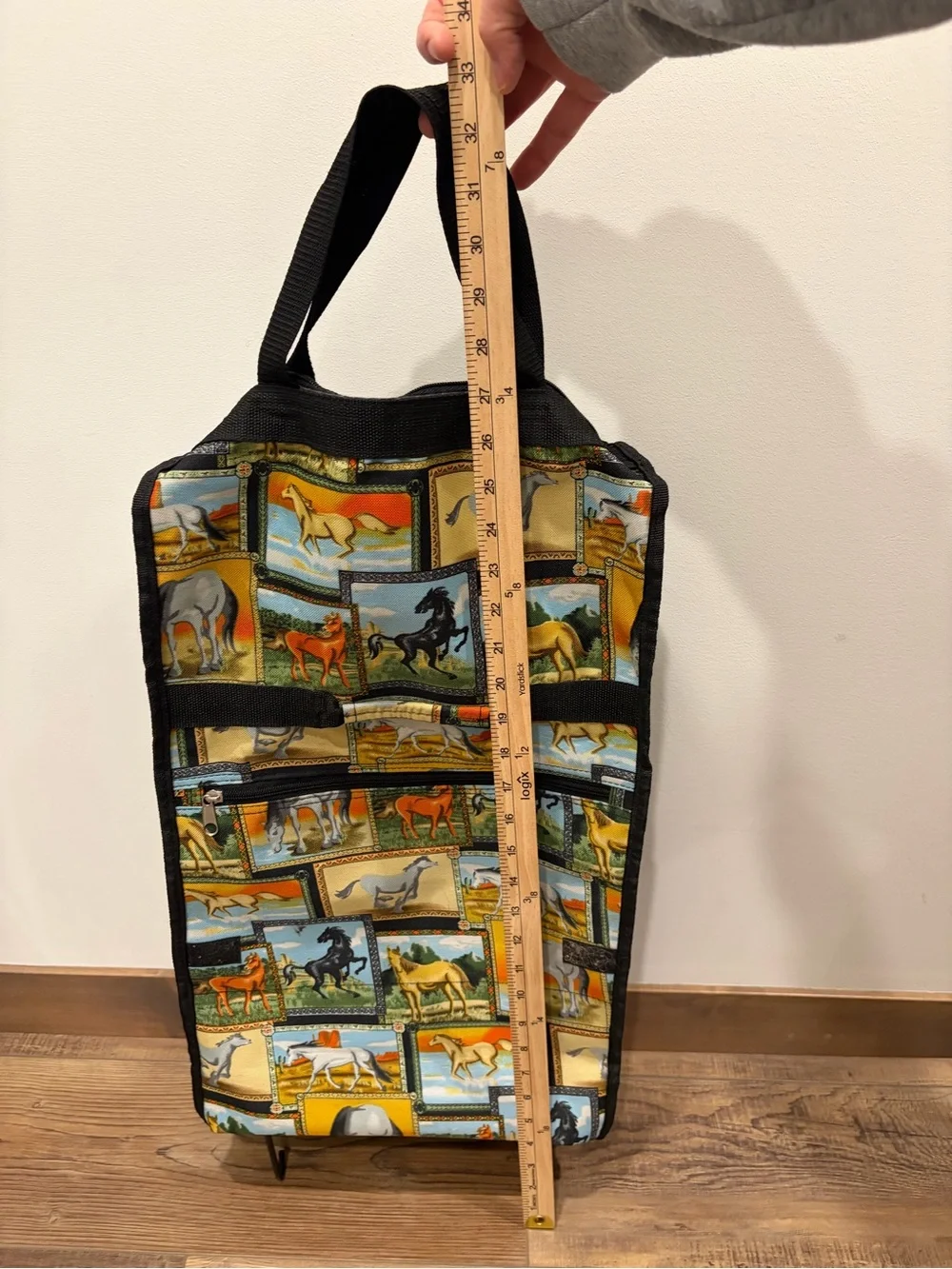 Vintage style Horse Show 4H Equestrian Patchwork Tote with wheels Travel bag
